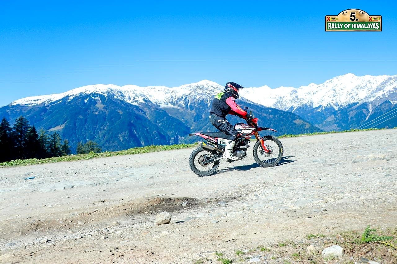 Leon Lhendup Wangdi competing in a Himalayan motorcycle rally
